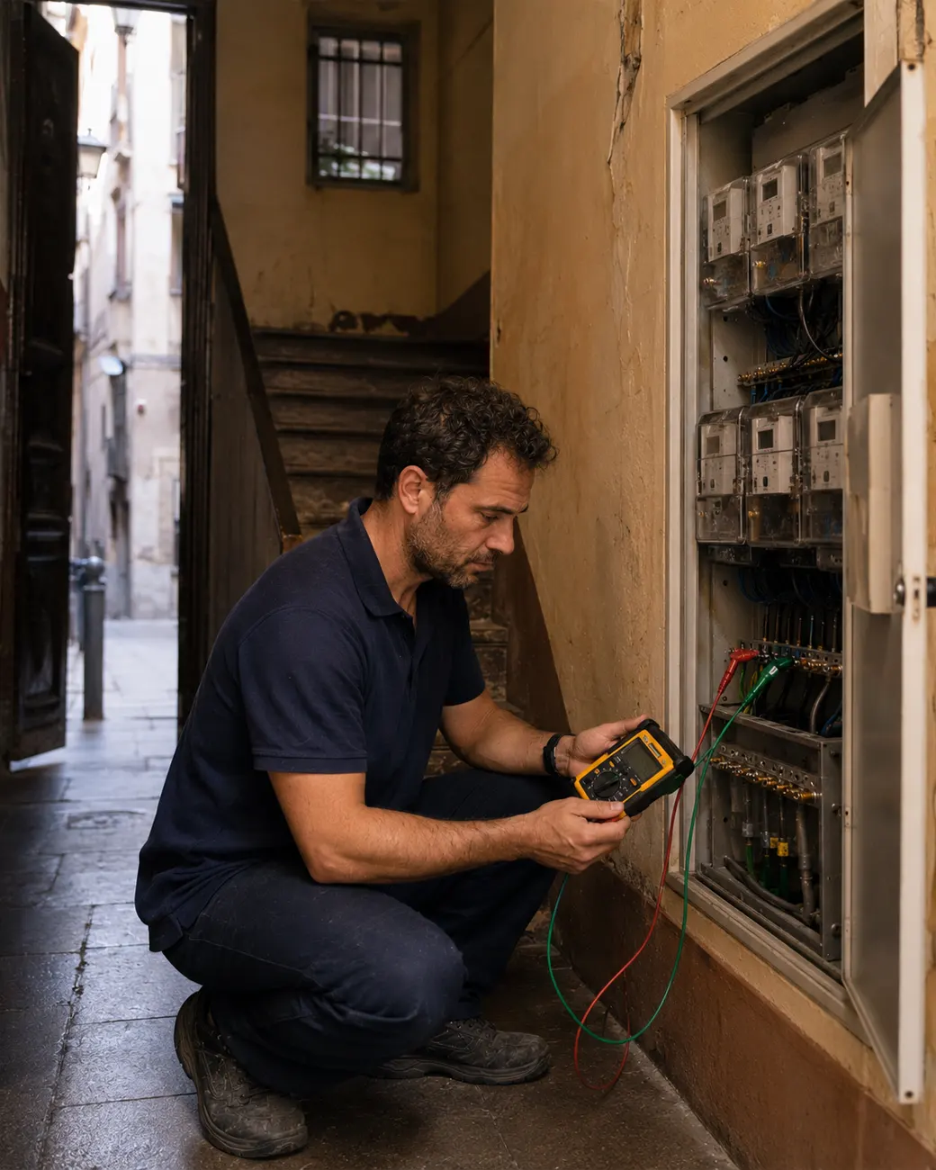 Instalador de toma de tierra en El Raval, Barcelona
