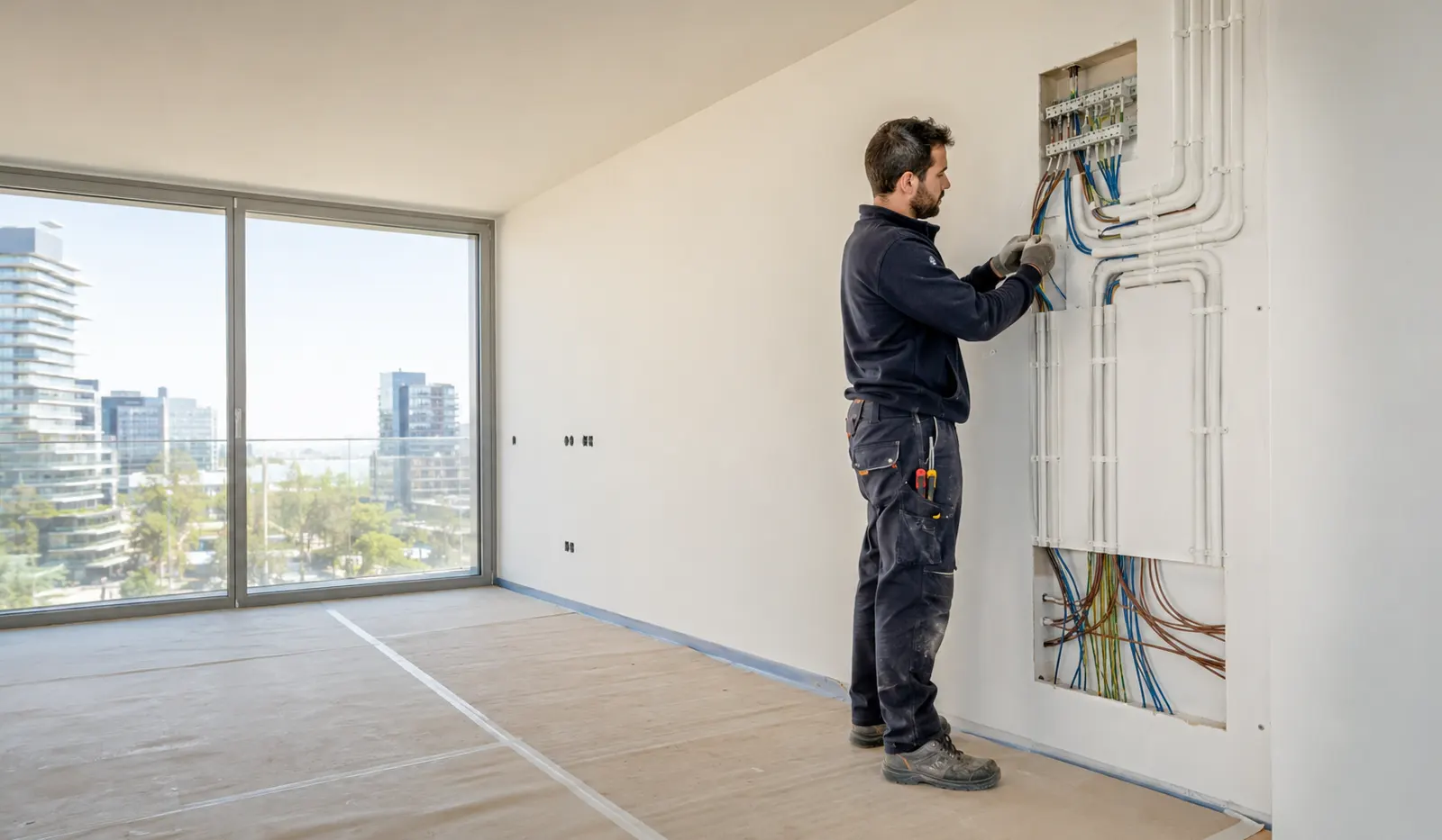 Instalación de cableado eléctrico nuevo en vivienda de obra nueva de Sant Martí Barcelona