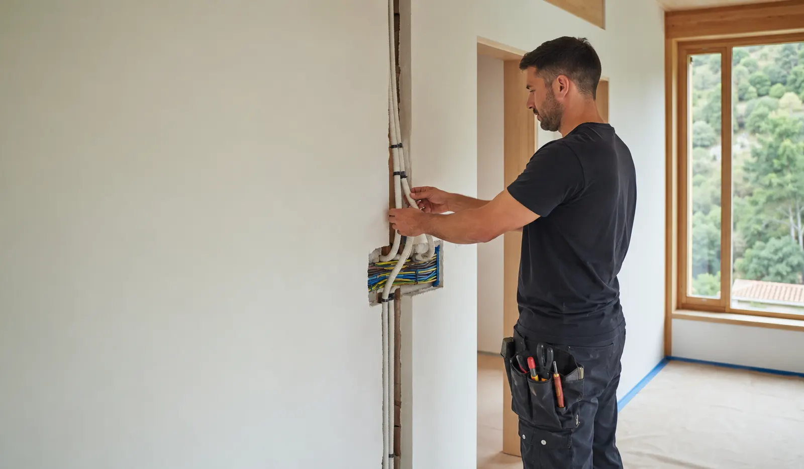 Instalación de cableado eléctrico nuevo durante reforma de casa en Sarrià-Sant Gervasi Barcelona