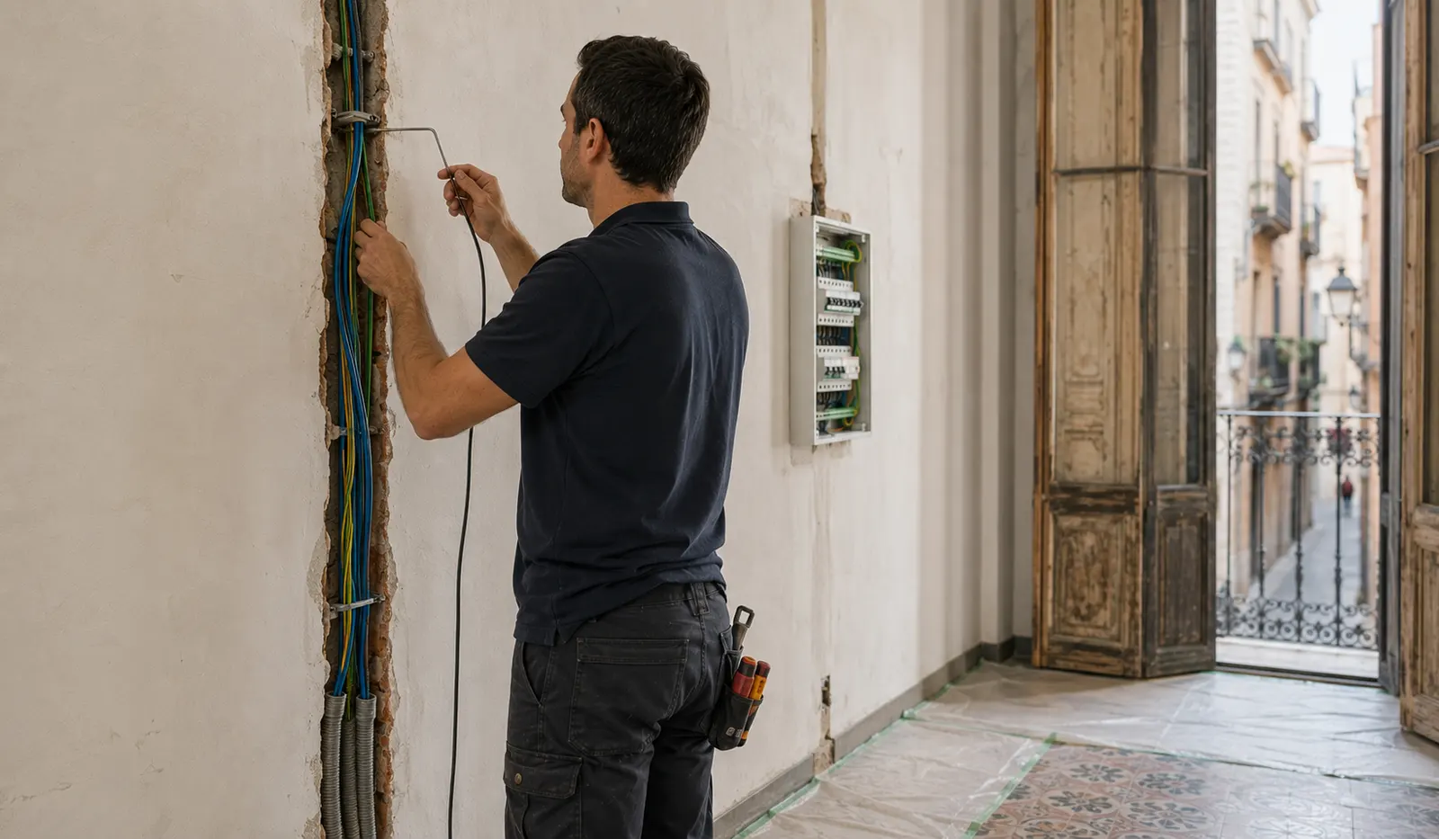 Instalación de cableado eléctrico nuevo en piso antiguo de Ciutat Vella