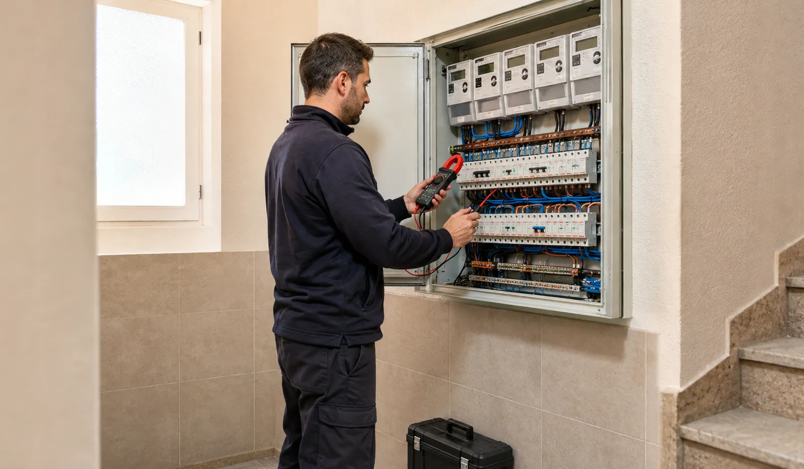 Boletín eléctrico en Badalona con inspección de cuadro comunitario y protecciones
