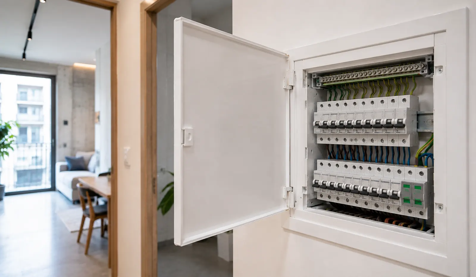 Cuadro eléctrico nuevo con diferenciales, protecciones y toma de tierra en vivienda de Sant Martí