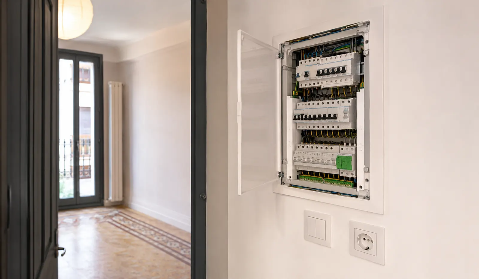 Instalación eléctrica nueva con cuadro y protecciones en piso renovado de Gràcia