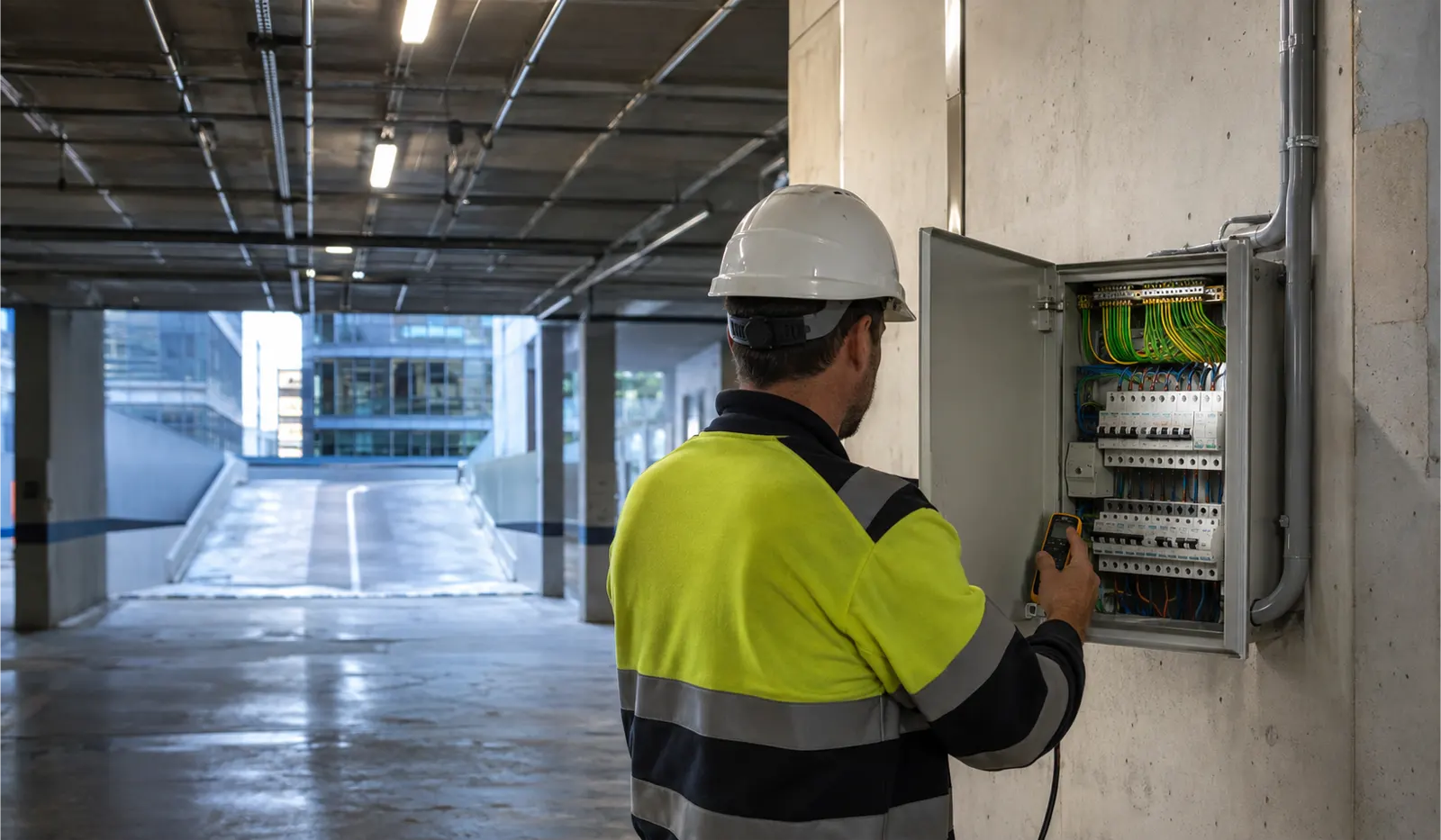 Instalación de punto de recarga en parking de un edificio del 22@ en Sant Martí