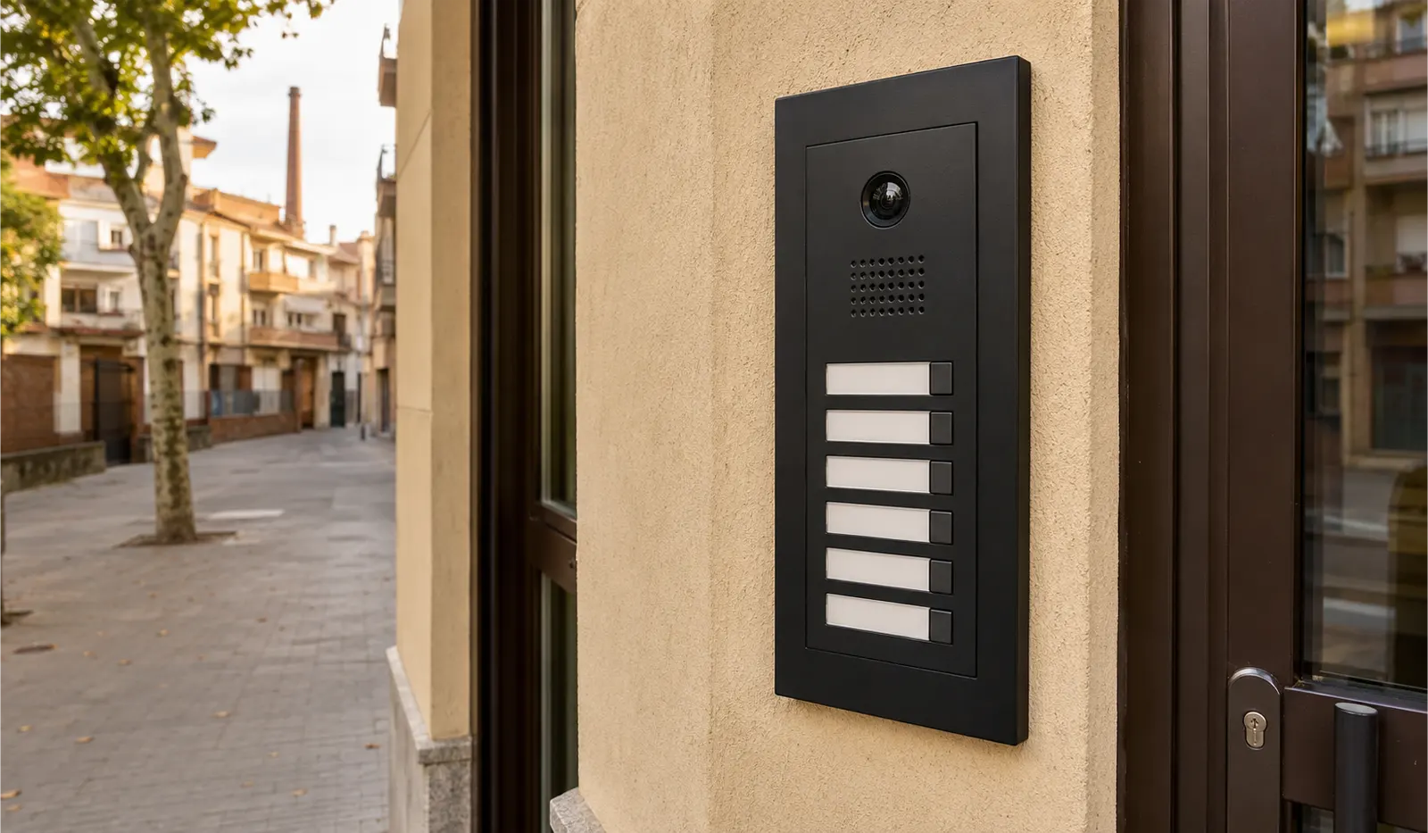 Videoporteros Sabadell: placa exterior instalada en una comunidad