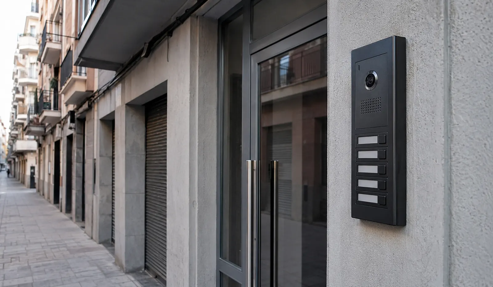Videoporteros Santa Coloma de Gramenet: placa instalada en un portal